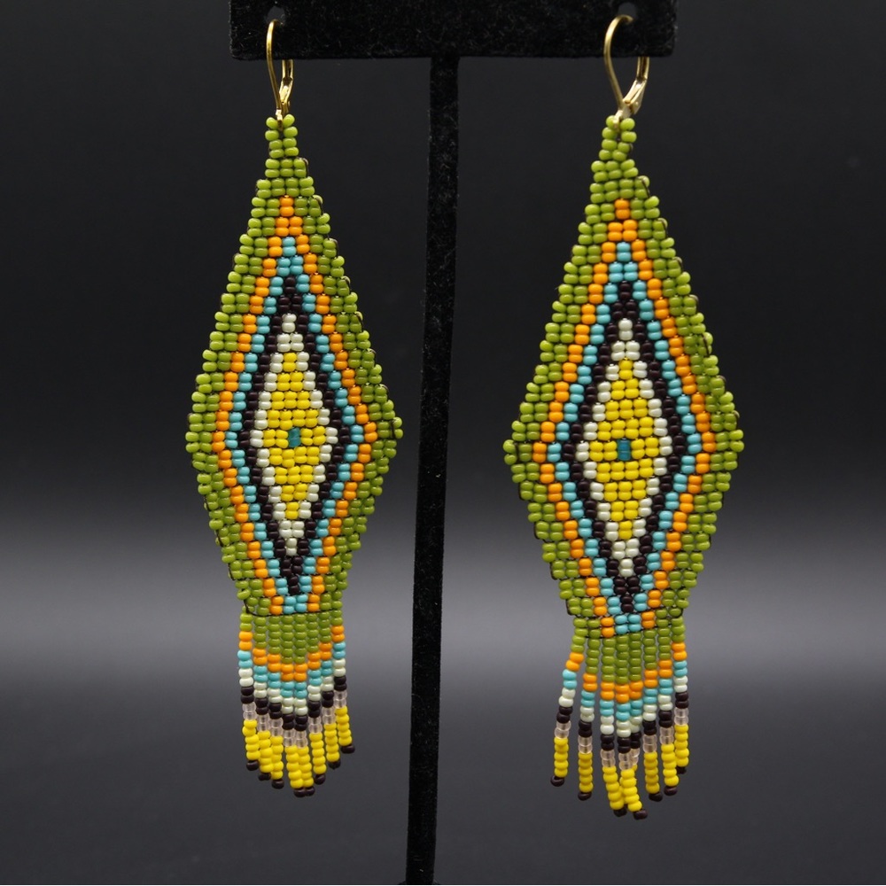 Earrings , Green - Orange - Blue